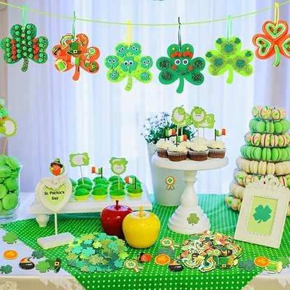 JULBEAR St. Patrick's Day Foam Stickers Crafts for Kids, 790Pcs Foam Shamrock Craft Kit with Shamrock Self-Adhesive Glitter Stickers for Saint Patricks Party Favors Classroom Activity Decorations