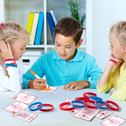 JOYIN 56 Pcs Valentine’s Day Silicone Bracelet with Cards, John 3:16 Rubber Bracelet Valentine Gift, Party Favor Supplies, Classsroom Exchange Prizes, Holiday Reward Gifts