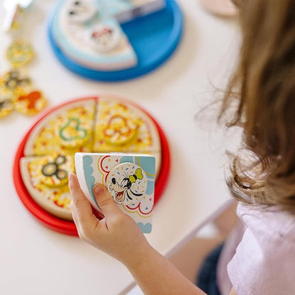 Melissa & Doug Mickey Mouse Wooden Pizza and Birthday Cake Set (32 pcs) - Play Food