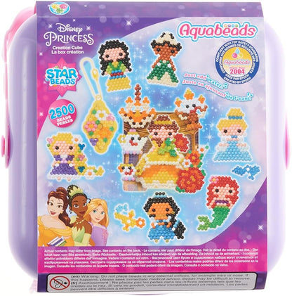 Aquabeads Disney Princess Creation Cube, Complete Arts & Crafts Bead Kit for Children - Over 2,500 Beads & Display Stand The Create Belle, Ariel, Tiana, Rapunzel and More