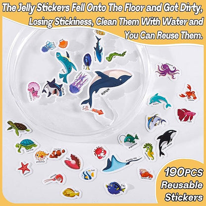 iGetooy 6 Sets Reusable Sticker Book for Toddlers 1-3, Jelly Sticker Books for Toddlers 2-4 Years, Toddler Travel Toys for Kids 2 3 4 Year Old Girls Boys