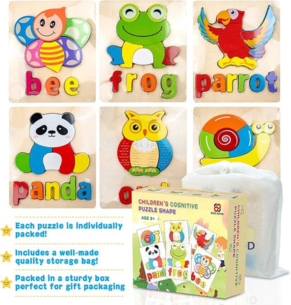 Toddler Puzzles,Wooden Puzzles for Todder 1 2 3 Years Old Boys Girls Eco Friendly Wooden Toys Educational Preschool Gift for Kids(6 Pack)