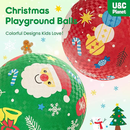 U&C Planet Playground Balls for Toddlers 1-3, 2 Pack 6 inch 8.5 inch Kickball for Kids Outdoor Indoor, Catoon Rubber Balls with Pump, Child Gift for Boys Girls 1-3 3-5 5-10