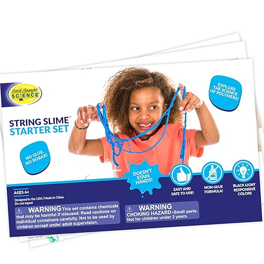 Steve Spangler Science String Slime Starter Kit, Includes Blue and Yellow (3.4 oz. Each) – DIY Slime Science Experiment Kit for Kids, Explore and Teach Science of Polymers, Exciting STEM Activity