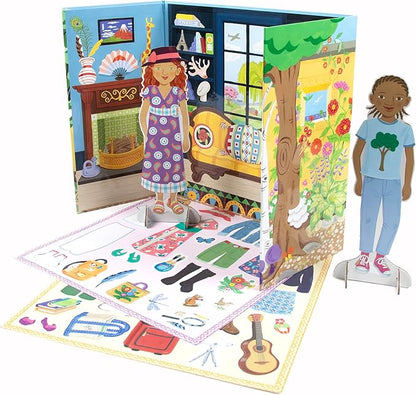 eeBoo: Paper Dolls: Explorer & Botanist - Includes 2 Paper Dolls, Stand Up Scene & Stickers, Kids Ages 5+