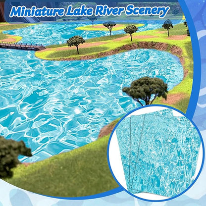 Warmtree 6 Pcs Ripple Water Sticker, Pearlescent Ripple Stream Sheet Self Adhesive Coated Paper Diorama Supplies for Miniature Lake River Scenery Sand Military Layout Model