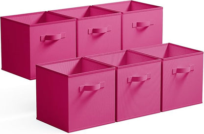 GRANNY SAYS 11 Inch Cube Storage Bins, Cube Storage Organizer, Fabric Storage Bins, Storage Cubes for Shelves, Closet, Toy Storage Bins for Kids Room, Play Room, Rose Red, 6-Pack