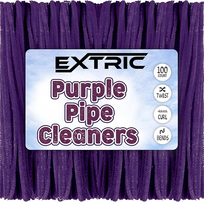 Pipe Cleaners Craft - 100 Pcs Purple Chenille Stems, 6mm x 12 Inch Fuzzy Sticks, Great for DIY Arts and Craft Projects and Decorations