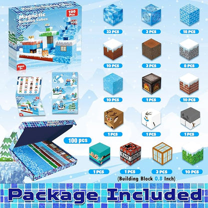 Magnetic Blocks - 100PCS Magnetic Blocks Build Frozen Castle - Magnetic Toys for Montessori Toddler Christmas Birthday Gifts - STEM Sensory Toys for 3 4 5 6 7 8 9 10 Year Old Girls