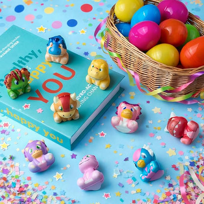 24 Pack Filled Easter Eggs for Kids Prefilled Egg Fillers Squishy Toys Stuffed Easters Gifts Basket Stuffers for Kids Girls Toddlers Boys Easters Egg Hunt Party Favors Dinosaur (Easter Dinosaur)