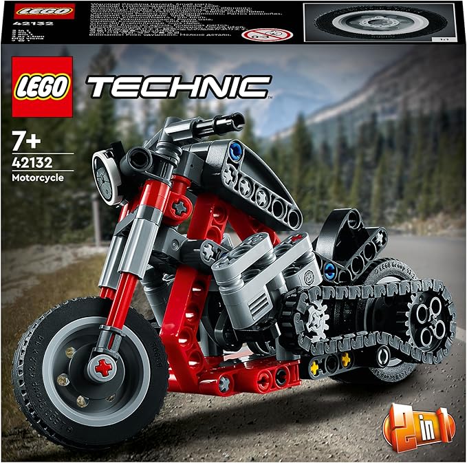LEGO Technic Motorcycle 42132 Model Building Kit; Give Kids a Treat with This Motorcycle Model; 2-in-1 Toy for Kids Aged 7+ (163 Pieces)