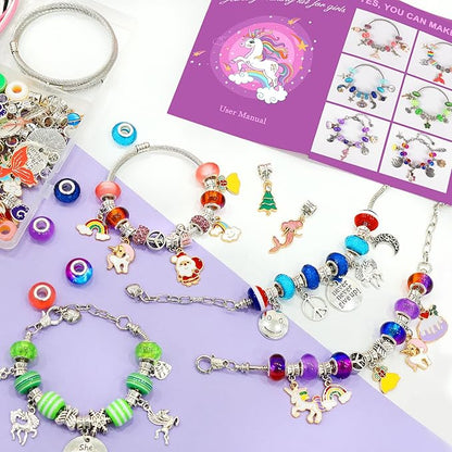 Redtwo Charm Bracelet Making Kit for Girls, Toys Jewelry Making Kit for Girls 8-12 Unicorn Gifts for Teen Girls Age 6-8, Arts and Crafts for Kids Ages 6 7 8 9 10 11 12 13 Birthday