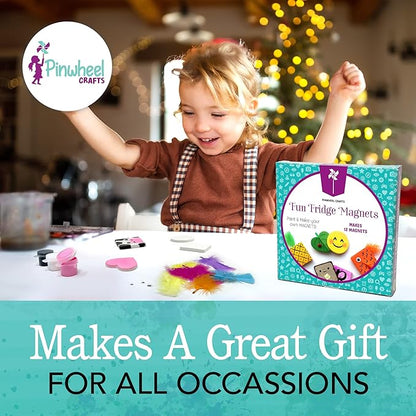 Pinwheel Crafts Magnetic Mini Tile Art Kit - DIY Kids Arts and Crafts Painting Kit - Decorate Cute Refrigerator or School Locker Magnets, Mini Art Items - Paint for Party Favors or Birthday Gifts
