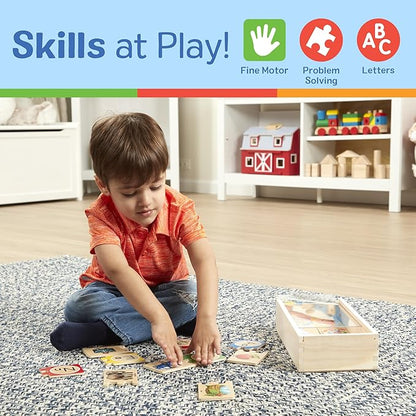 Melissa & Doug Self-Correcting Alphabet Wooden Puzzles with Storage Box (52 pcs) ABC Puzzles, Wooden Alphabet Puzzle for Kids Ages 4+