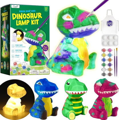 Paint Your Own Dinosaur Lamp Kit, Art Supplies Arts & Crafts Kit, Painting kit for Kids 6-12, Dinosaur Toys for Boys Girls and Kids, Toys Girls Boy Birthday Gift Ages 3 4 5 6 7 8 9 10 11 12+