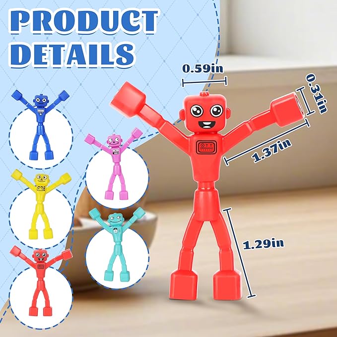 Mruikeny Magnetic Robot Men Travel Toys, Magnetic People Sensory Fidget Toys for Toddlers Kids Adults Airplane Car Road Trip, Magnet Men Christmas Stocking Stuffers Gift 5PCS