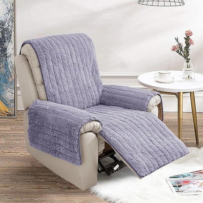 RBSC Home Plush Recliner Slipcover 23 Inches Chair Covers Artificial Wool Lazy Boy Cover Quilted Cover for Recliner Chairs and Furniture Soft Warm