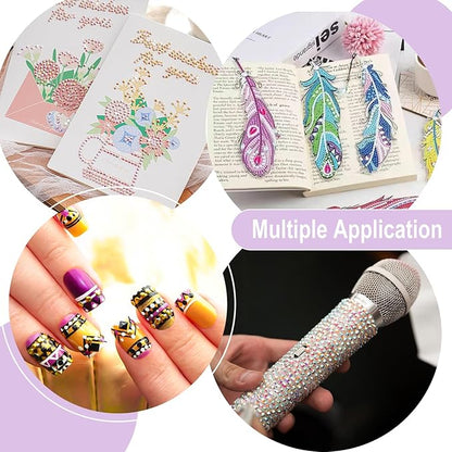 22PCS DIY Diamond Art Pen Painting Tool Set - Metal Threaded Tip Accessories Gem Resin Dotting Pen Supplies Kit (Purple Pen + 12 Tips + 9 Dotting Clay)