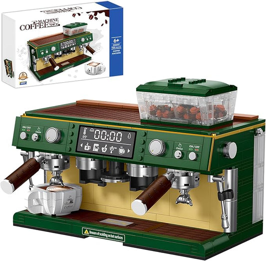 Espresso Double-Head Coffee Maker Model Micro Bricks Building Blocks Set Unique Gifts for Coffee Lover Kids Adults 928 Pieces