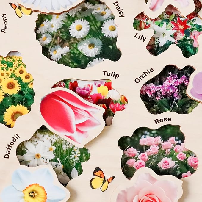 QUOKKA Wooden Puzzles for Toddlers 2-4 – 3X Set Montessori Toys Puzzles for Kids Ages 3-5 – Wood Educational Baby Game 12-18 Months – Gift Learning Mushrooms Flowers Leaves for Boy & Girl 3-5