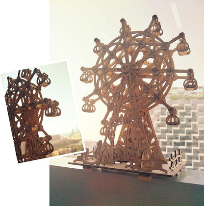 auryee Solar 3D Wooden Puzzle Ferris Wheel DIY Model Kit Craft Sets Educational Wood Mechanical Building Toys for Adult Men Kids Age 8 10 12 14＋
