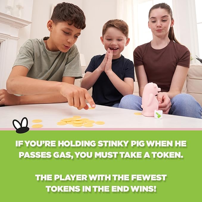 Stinky Pig Game Dice Game – Family Kids Games, Travel Games, Fast, Musical Active Kids Game with Funny Sounds, Multi-Player, Ages 6+