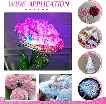 TOAOB 100pcs Gradient Glitter Pipe Cleaners 10 Colors Chenille Stems for Crafts 12 Inch Fuzzy Sticks Craft Supplies for DIY Art Craft Projects Home Decorations