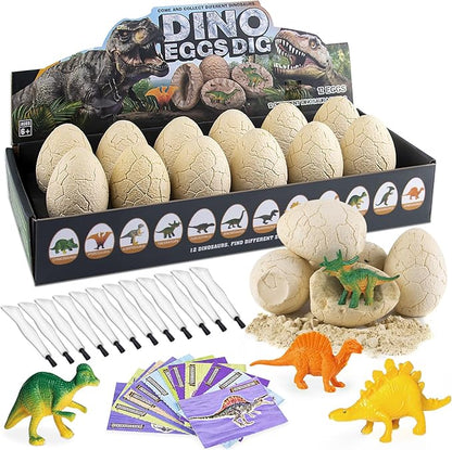 Dinosaur Eggs Excavation Dig Kit - 12 Unique Eggs Dinosaur Toy, Easter Eggs Science STEM Gifts for Boys Girls Dinosaur Egg Toys for Age 6-8 8-12 Year Old