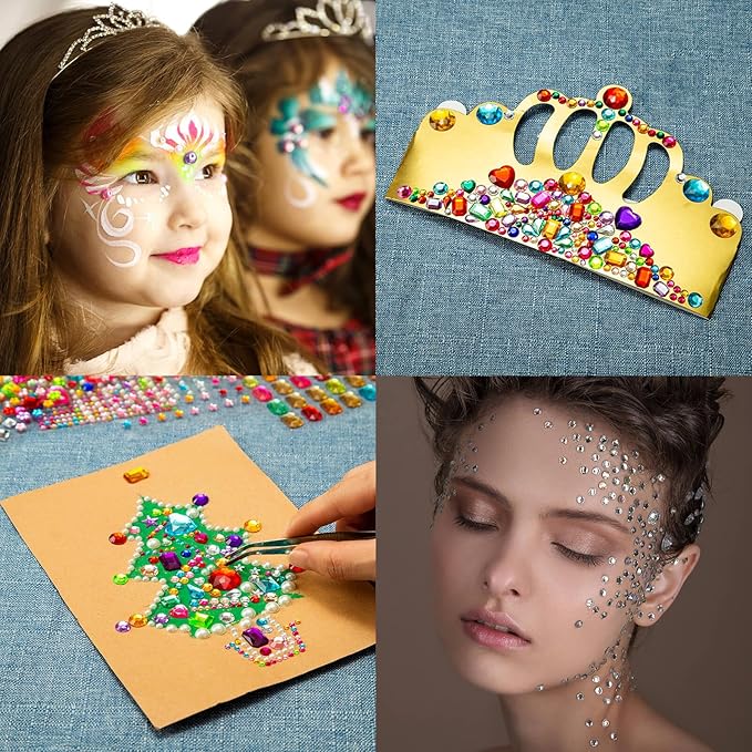 2774PCS Gem Stickers, Self Adhesive Gems for Crafts, Acrylic Bling Heart Sticker, Jewel Stickers Crafts self Adhesive, Assorted Shapes Jewels Rhinestones Sticker, Craft Supplies for Kids