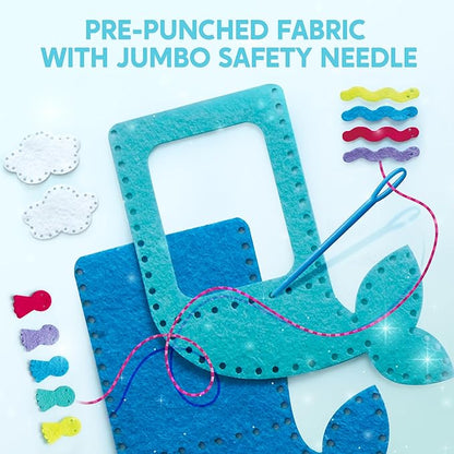 Klever Kits 7 Sewing Projects- My First Kids Sewing Kit- Easy DIY Arts and Crafts for Girls, Craft Kits, Birthday Gifts for Kids Aged 6+, Unicorn and Mermaid Pillow