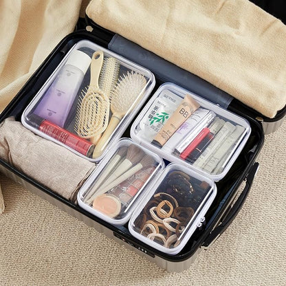 MACOPRO 2PCS Clear Hard Shell Zipper Case,Portable Cosmetic Bag with Zipper, Diaper Bag Organizing Pouches, Kid's Toy Storage Organizer Bins,Hard Plastic Case, Christmas Storage Bins