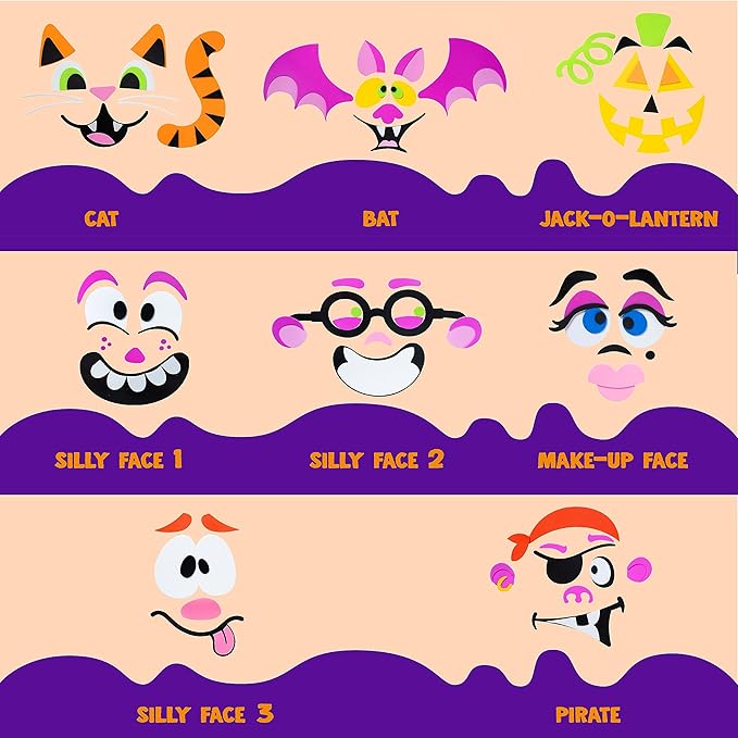 JOYIN 16 Packs Halloween Pumpkin Stickers Foam Craft Kit, Halloween Party Favors for Kids, Party Supplies Arts Activities, Funny Pumpkin Decorating Stickers, Jack O Lantern Stickers School Games Gifts