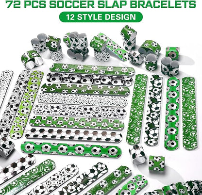 Aoriher 72 Pcs Soccer Slap Bracelets Soccer Wristbands Bracelets Bulk for Soccer Party Favors Sport Themed Bracelet