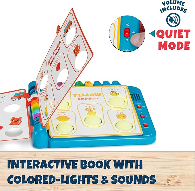 Chuckle & Roar Pop It! Book: Colors – Interactive Sensory Learning Book with Bilingual English & Spanish Play, Grow-with-Me Modes, Quiet Mode, Color Learning Toy for Toddlers Ages 1–4+