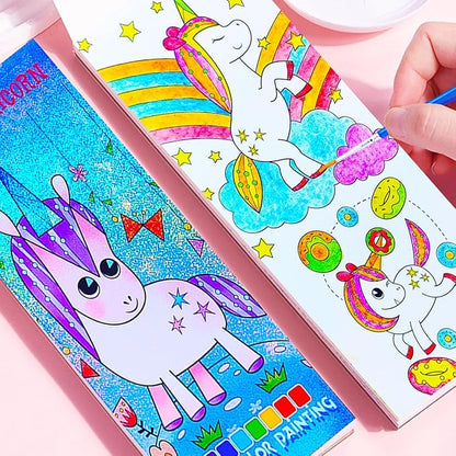 BAOXUE Water Color Paint Sets for Kids, Pocket Watercolor Painting coloring Book, Paint With Water Books for Kids Ages 4-8, Art Craft Set for Girls Boys Drawing with Brush