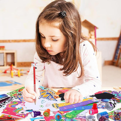 BenLouis 120Pcs Kids' Party Favors Sets Stampers Pencils Stickers School Stationery Bulk for Kids 4-8-12 Classroom Birthday Candy Goodie Bags Pinata Stuffers Rewards Gifts Supplies