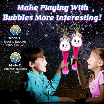 Easter Basket Stuffers for Toddler, Bunny Bubble Wand, Easter Basket Essentials, 14" Light Up Automatic Bubble Maker with LED & Music, Toys for Toddlers, Bubbles for Kids
