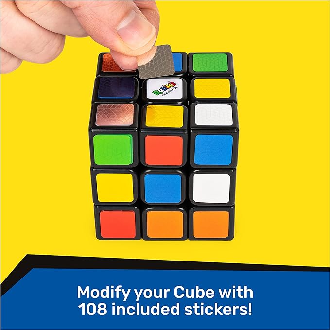 Rubik’s Cube, Original 3x3 Puzzle Brain Teaser Fidget Toy with Removable Interchangeable Mod Stickers to Customize, for Adults & Kids Ages 8 and up