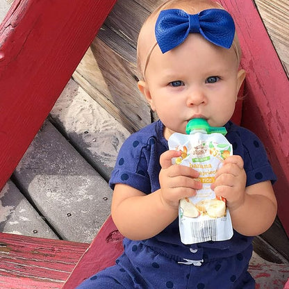 ChooMee SoftSip Food Pouch Top | Baby Led Weaning | No Spill Flow Control Valve, Protects Childs Mouth, 100% Silicone, BPA Free | Swirl Colors, 4 CT