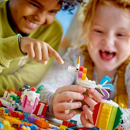 LEGO Classic Creative Party Box Bricks Set 11029, Family Games to Play Together, Includes 12 Mini-Build Toys: Teddy Bear, Clown, Unicorn, Fun for All Ages 5 Plus
