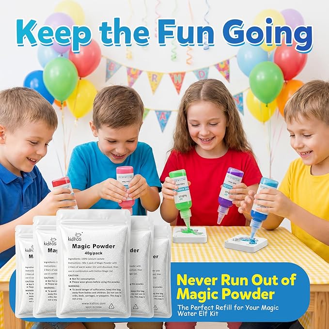 Kiditos Magic Water Elf Powder Refill 5 Packs+Ocean &Nature Mold Set