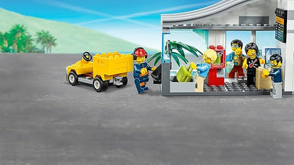 LEGO City Passenger Airplane 60262, with Radar Tower, Airport Truck with a Car Elevator, Red Convertible, 4 Passenger and 4 Airport Staff Minifigures, Plus a Baby Figure (669 Pieces)