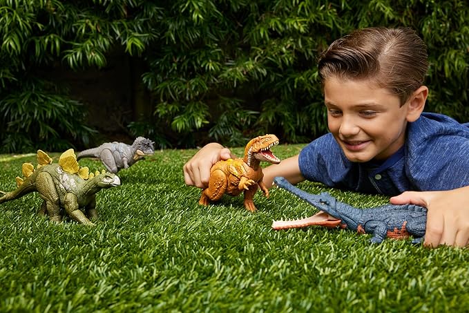 Mattel Jurassic World Wild Roar Dinosaur Toy with Sound & Attack Move, Ekrixinatosaurus Posable Action Figure Includes Digital Play, 11 inches Long