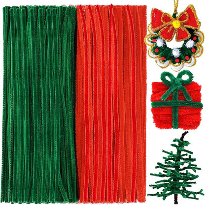 200 Pieces Christmas Pipe Cleaners, Craft Pipe Cleaners, Pipe Cleaners Chenille Stem, Pipe Cleaners Bulk,Art Pipe Cleaners for Creative Christmas Decoration Supplies Arts and Crafts Project