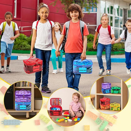 Tesuko 6 Pack Clear Toy Storage Bag with Name Tag& Manual Pocket, Waterproof Transparent PVC Toy Organizer Case for Lego Bricks, Board Games, Building Blocks, Puzzles (Large Capacity, Full Colourful)