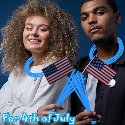 100 pk 8" Glow Sticks Bulk Party Favors, Light up Glow Necklaces & Bracelets in the Dark Party Supplies For Christmas Halloween 4th of July Birthday Neon Party (100 * Blue)