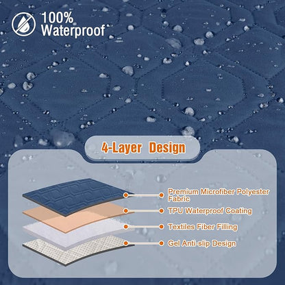 VANSOFY Loveseat Recliner Cover with Console 100% Waterproof Sofa Slipcovers Non-Slip Reclining Couch Cover Split Sofa Covers Furniture Protector for Pets, Dogs(Ocean Blue)