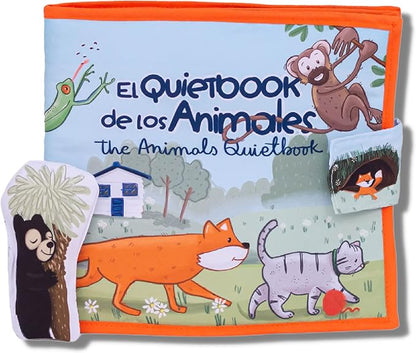 Bilingual Quiet Book for Toddlers | Written in English and Spanish | Activity Book for Toddlers 1 Plush Toy Included | Carry on Travel Play and Learn Sensory Toy | Libros en Español para Niños.