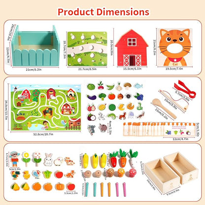 INIFEIDALA Montessori Wooden Farm Sensory STEM Toys for 2-5 Year Old Boys & Girls, Preschool Educational Toddler Toys for Speech Therapy & Fine Motor Skills Development, Ideal Kids Birthday Gift