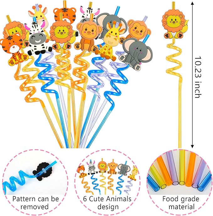 Jungle Safari Party Favors Set 84 PCS Wild Animals Theme Masks Sticker Keychains Straws Slap Bracelets Bubble Sticks Gift Bags for Kids Birthday Party Baby Shower Goodie Bag Fillers Jungle Safari